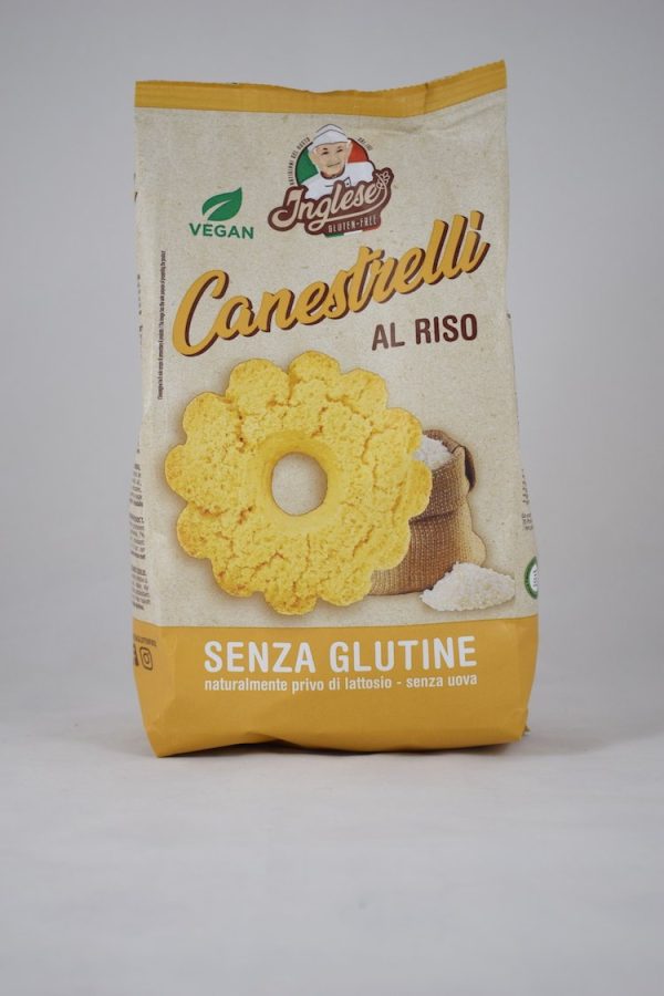 BISCOTTI CANESTRELLI AL RISO SENZA LATTOSIO VEGAN GR. 300 INGLESE