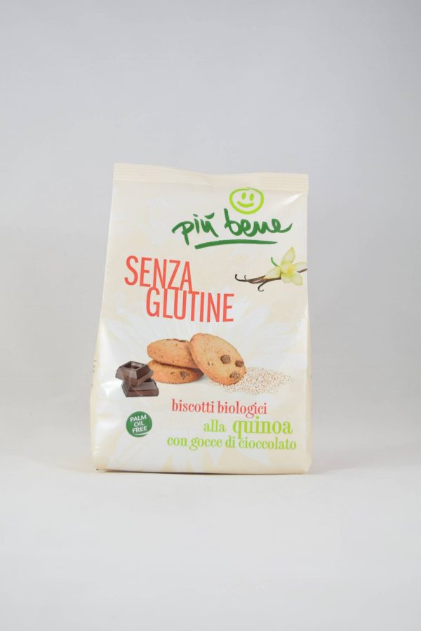 BISCOTTI BIO QUINOA CON GOCCE DI CIOCCOLATO GR. 250 PIU' BENE