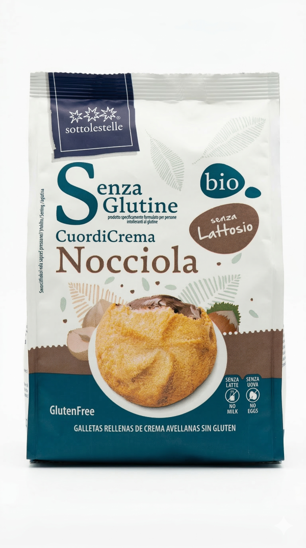 Biscotti cuor di crema nocciola bio senza lattosio senza uovo gr 250 Sottolestelle