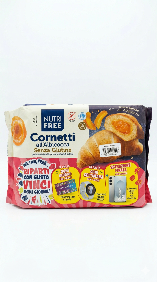 Cornetti all'albicocca senza lattosio gr 60x4 Nutrifree