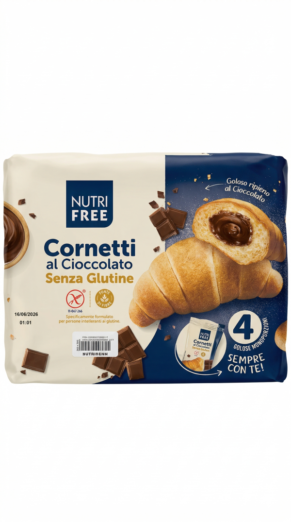 Cornetti al cioccolato gr 60x4 Nutrifree