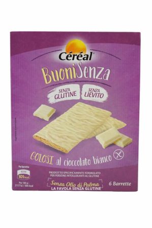 Barrette ai cereali golosi al cioccolato bianco senza lievito gr 20x6 Cereal