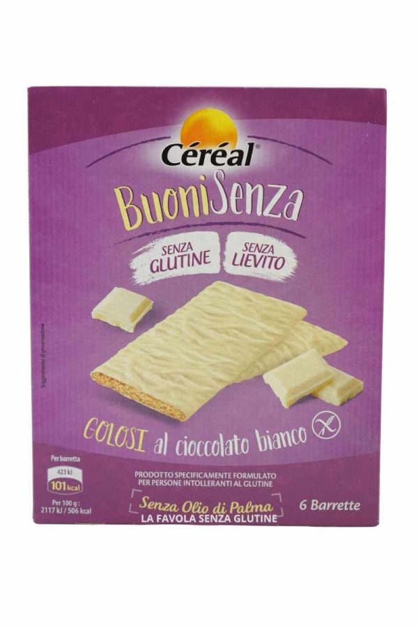 Barrette ai cereali golosi al cioccolato bianco senza lievito gr 20x6 Cereal