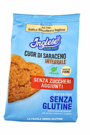 Biscotti cuor di saraceno integrale senza zuccheri aggiunti vegan gr 200 Inglese