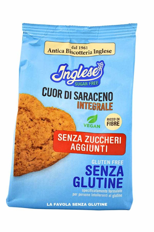 Biscotti cuor di saraceno integrale senza zuccheri aggiunti vegan gr 200 Inglese