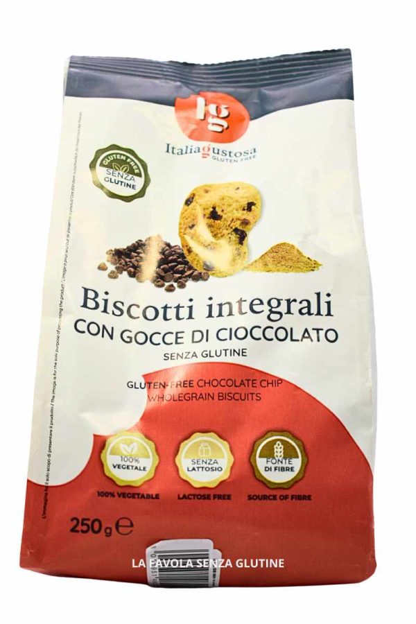 Biscotti integrali con gocce di cioccolato senza lattosio gr 250 Italia gustosa