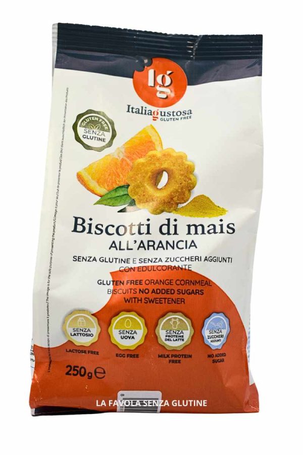 Biscotti di mais all'arancia senza zuccheri aggiunti vegan gr 250 Italia gustosa