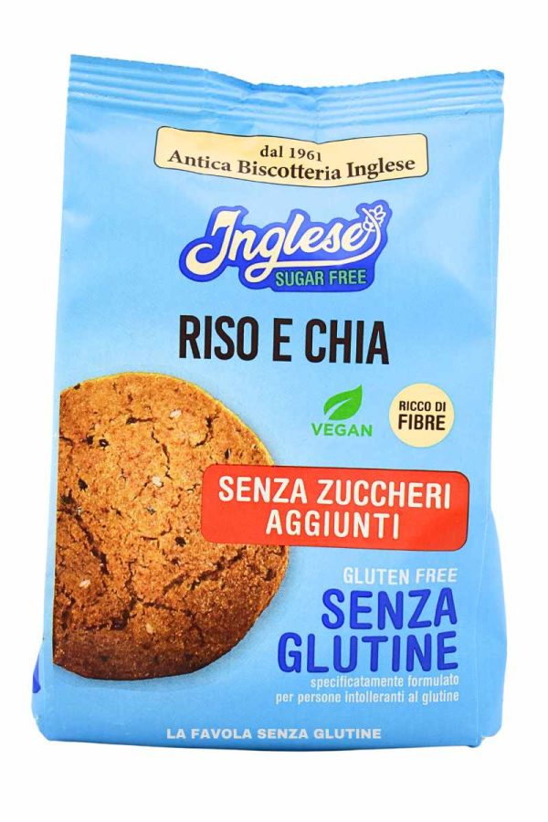 Biscotti riso e chia senza zuccheri aggiunti vegan gr 200 Inglese