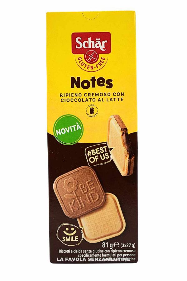 Biscotto Notes ripieno cremoso con cioccolato al latte gr 27x3 Schar