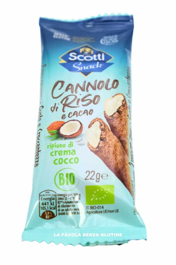 Cannolo di riso e cacao ripieno di crema al cocco gr 23 Riso Scotti