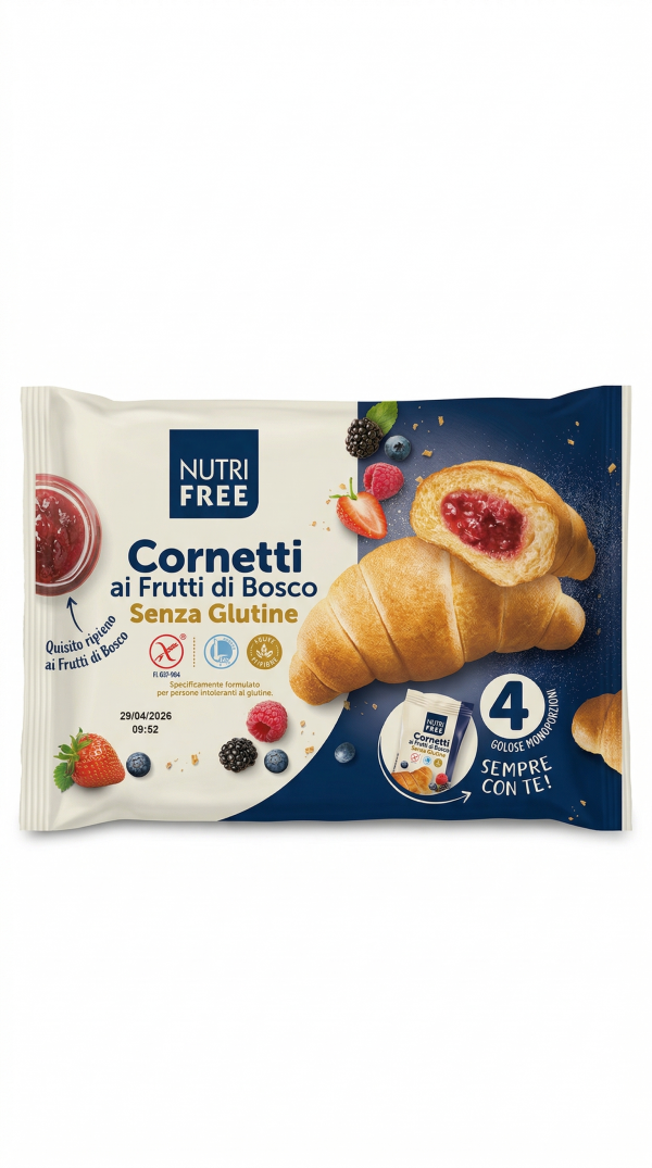 Cornetti ai frutti di bosco senza lattosio gr 60x4 Nutrifree