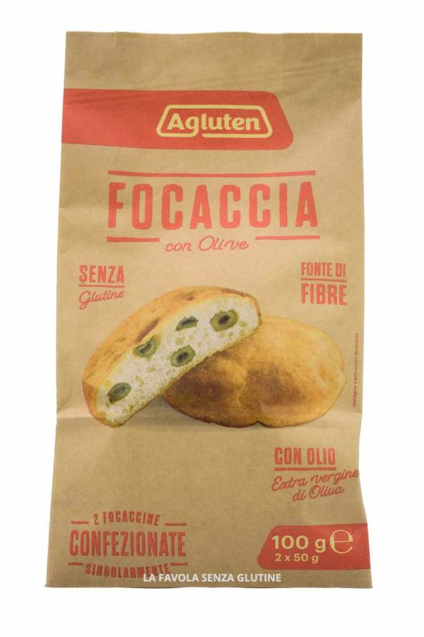 Focaccia con olive senza latte gr 50x4 Agluten