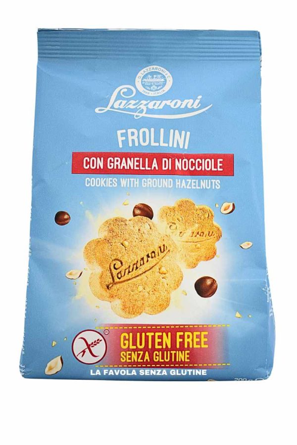 BISCOTTI CON GRANELLA DI NOCCIOLE GR 200 LAZZARONI