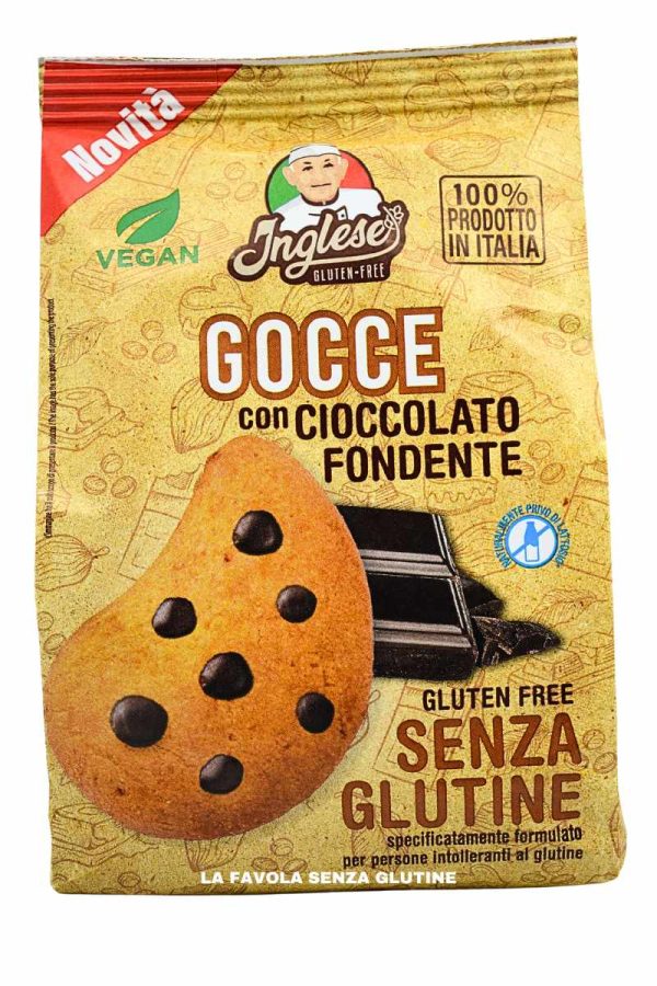 Biscotti gocce con cioccolato fondente vegan gr 200 Inglese