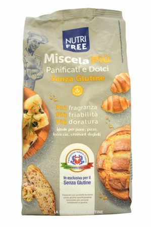 Miscela Più panificati e dolci per pane, pizza, focaccia, croissant sfogliati senza lattosio kg1 Nutrifree