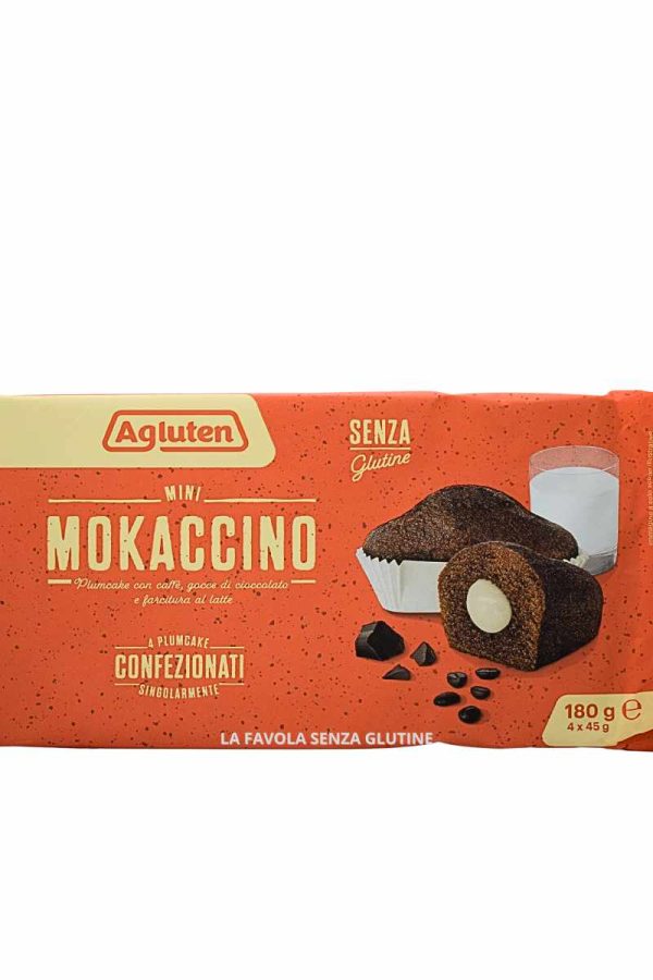 Plumcake Mokaccino con caffè gocce di cioccolato e farcitura al latte gr 45x4 Agluten
