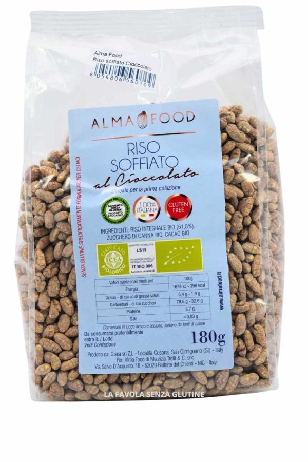 Riso soffiato al cioccolato gr 180 bio vegan Alma food