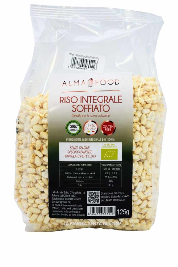 Riso soffiato integrale bio vegan gr 125 Alma food