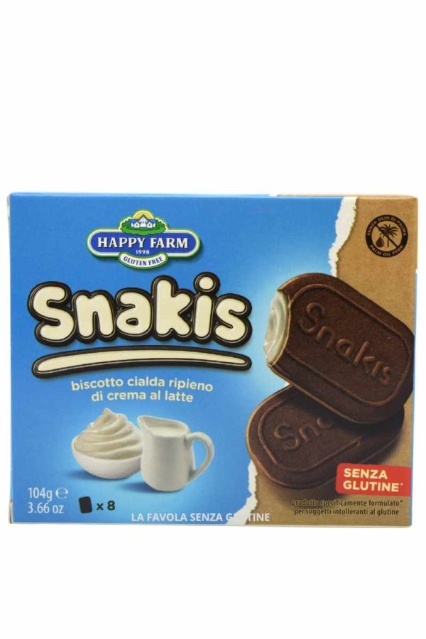 Snakis biscotto cialda ripieno di crema al latte gr 104 Happy Farm