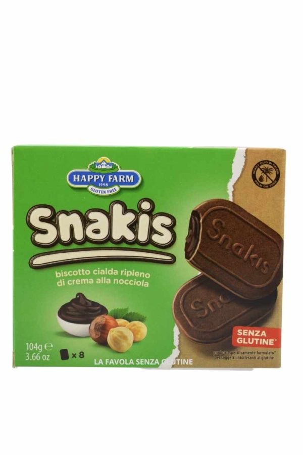 Snakis biscotto cialda ripieno di crema alla nocciola gr 104 Happy Farm