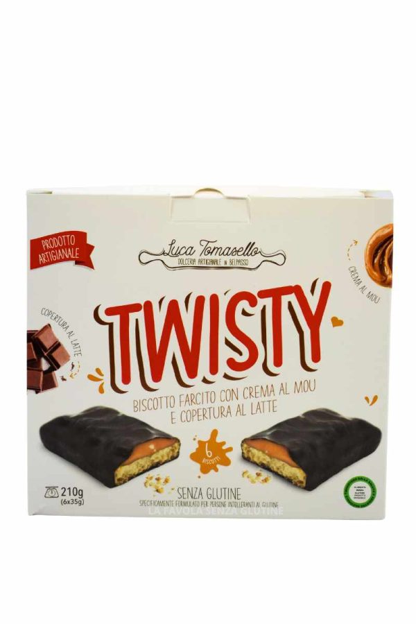 Twisty biscotto farcito con crema al mou e copertura al latte gr 35x6 Luca Tomasello
