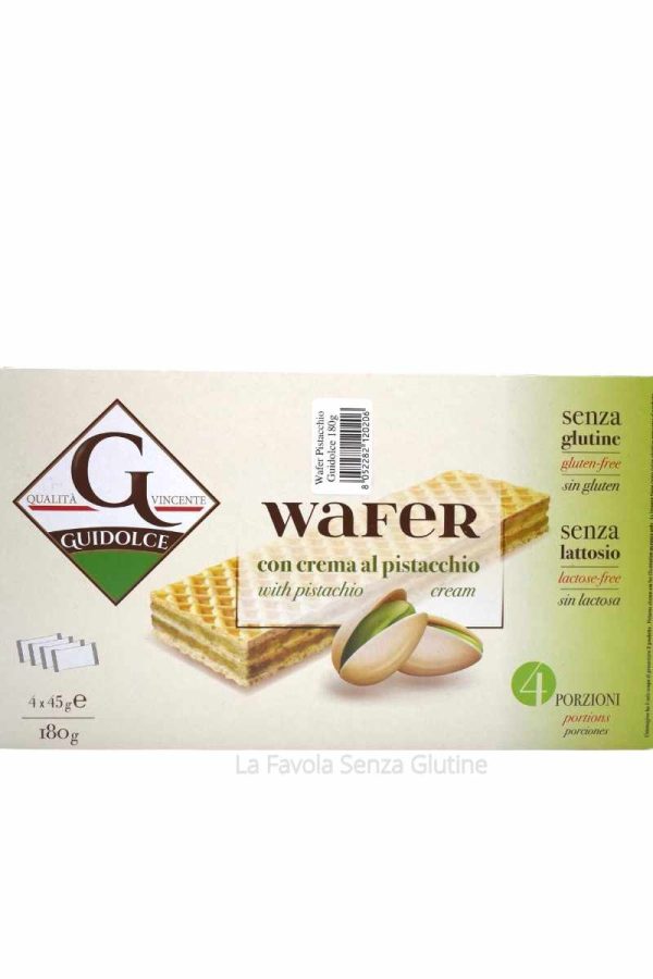 Wafer con crema al pistacchio senza lattosio gr 45x4 Guidolce