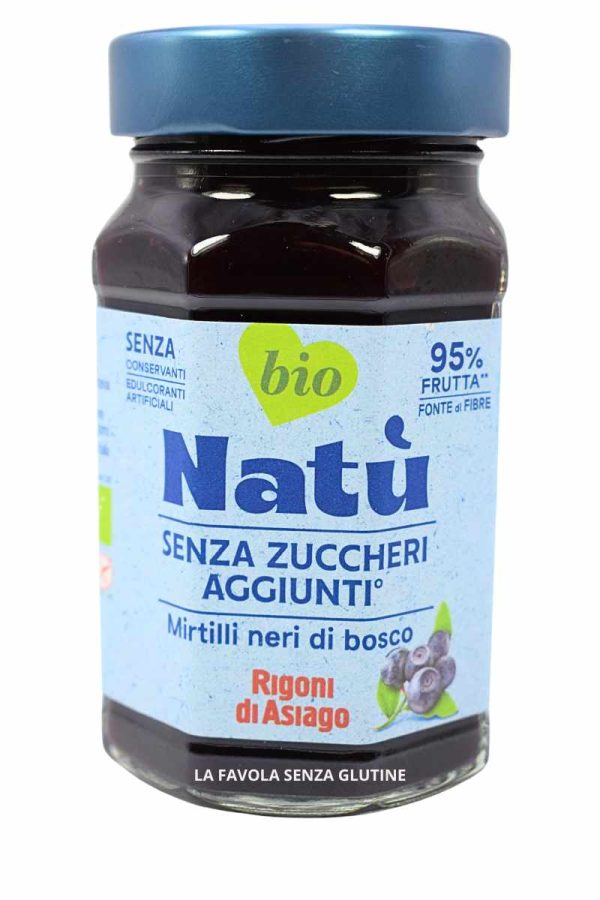 Preparazione natù bio gusto mirtilli neri di bosco senza zuccheri aggiunti vegan gr 240 Rigoni di Asiago