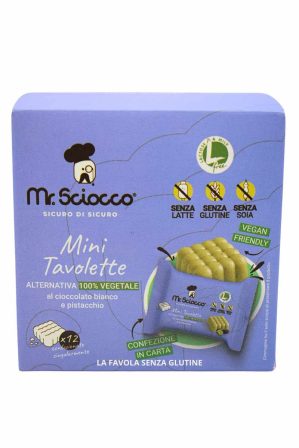Mini Tavolette ALTERNATIVA 100% VEGETALE al cioccolato bianco e pistacchio vegan gr 132 Mr. Sciocco