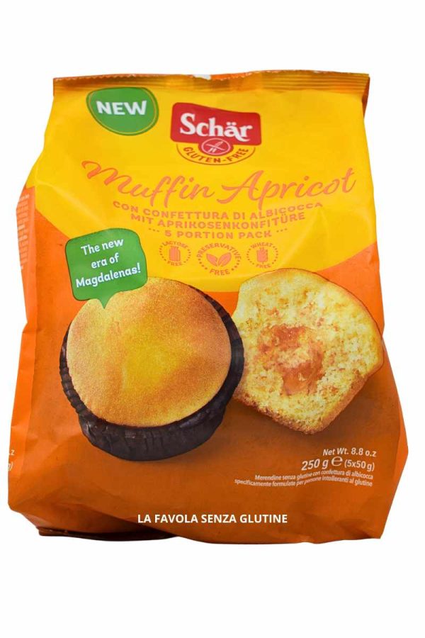 Muffin con confettura di albicocca senza lattosio gr 50x5 Schar