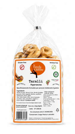 Taralli gusto peperoncino senza lattosio gr 30x5 La Favola Senza Glutine