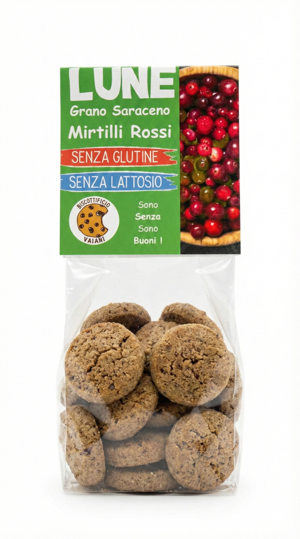 Lune grano saraceno e mirtilli rossi VEGAN gr 200 Biscottificio Vaiani