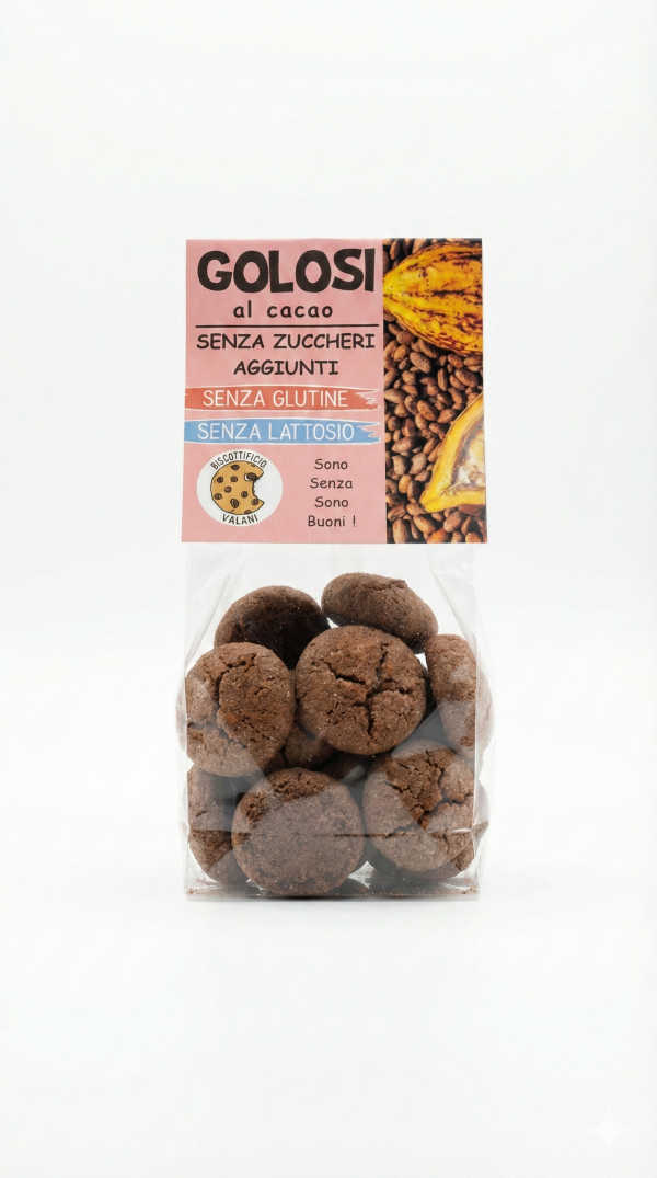 Golosi al cacao VEGAN senza zuccheri aggiunti gr 180 Biscottificio Vaiani