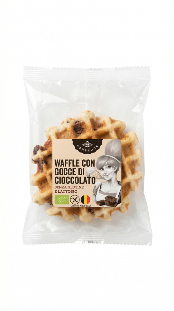 Waffle con gocce di cioccolato senza lattosio BIO gr 60 Generous