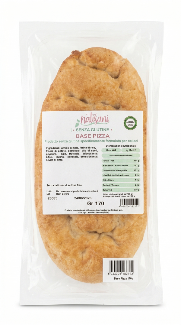 Base pizza senza lattosio gr 170 Natisani