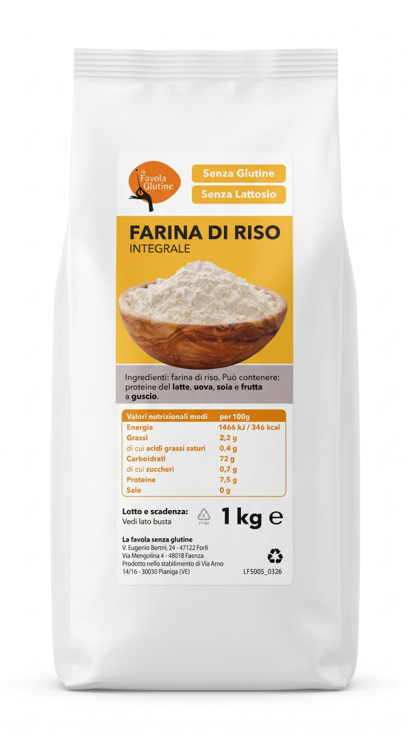 Farina di riso integrale senza lattosio kg 1 La Favola Senza Glutine