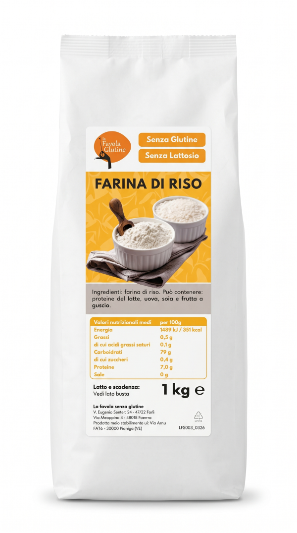 Farina di riso senza lattosio kg 1 La Favola Senza Glutine