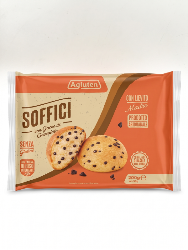 Soffici con gocce di cioccolato gr 50x4 Agluten