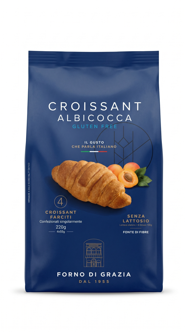 Croissant farciti all'albicocca senza lattosio gr 55x4 Forno di Grazia