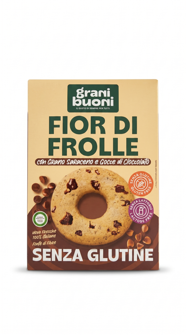 Fior di frolle con grano saraceno e gocce di cioccolato senza lattosio gr 150 Grani buoni