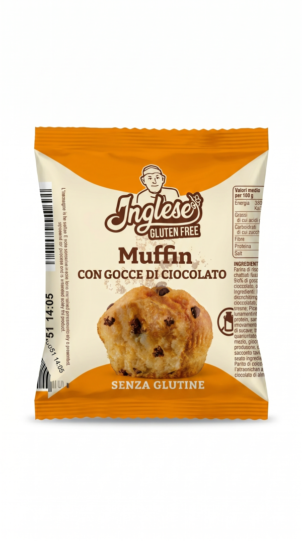 Muffin con gocce di cioccolato senza lattosio gr 50 Inglese