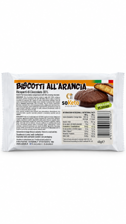 Biscotti all'arancia ricoperti di cioccolato senza zuccheri gr 40 SoKeto