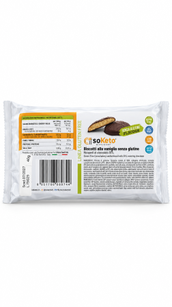 Biscotti alla vaniglia ricoperti di cioccolato senza zuccheri gr 40 SoKeto
