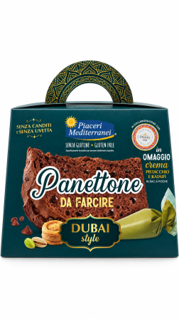 Panettone Dubai style con crema di pistacchio e kataifi da farcire gr 750 Piaceri Mediterranei